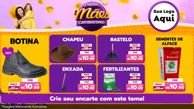 Modelo de TV para TV Horizontal com o tema Dia das Mães com Desconto para Agropecuária