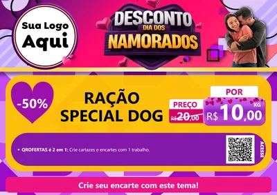 Modelo de Cartaz para Cartaz A4 Horizontal com o tema Desconto Dia dos Namorados para Pet Shop