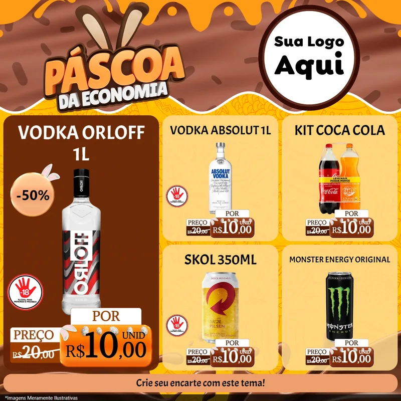 Modelo de Rede Social para Feed Facebook com o tema Páscoa da Economia para Distribuidora de bebidas