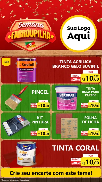 Modelo de TV para TV Vertical com o tema Semana Farroupilha para Tintas e Ferramentas