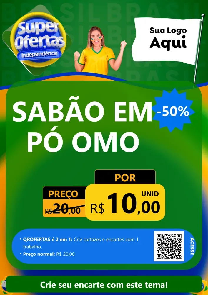Modelo de Cartaz para Cartaz A4 Vertical com o tema Super Ofertas de Independência para Produtos de Limpeza