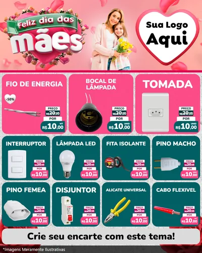 Modelo de Rede Social para Feed Instagram com o tema Feliz Dia das Mães para Materiais Elétricos