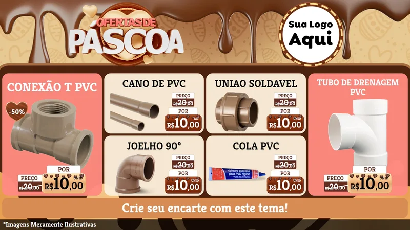 Modelo de TV para TV Horizontal com o tema Ofertas de Páscoa para Tubos e conexões