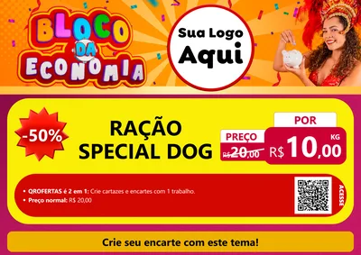 Modelo de Cartaz para Cartaz A4 Horizontal com o tema Bloco da Economia para Pet Shop
