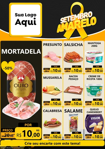 Modelo de Encarte para Encarte A4 Vertical com o tema Setembro Amarelo para Frios e Laticínios