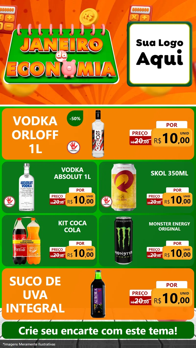 Modelo de TV para TV Vertical com o tema Janeiro da Economia para Distribuidora de bebidas