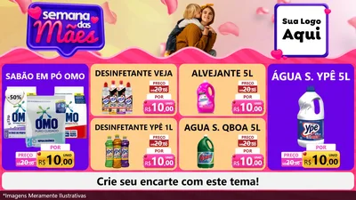 Modelo de TV para TV Horizontal com o tema Semana das Mães para Produtos de Limpeza