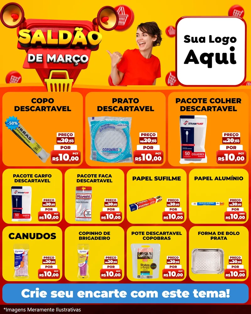 Modelo de Rede Social para Feed Instagram com o tema Saldão de Março para Embalagens