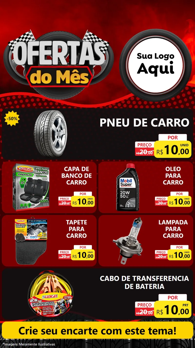 Modelo de TV para TV Vertical com o tema Ofertas do Mês - Autopeças para Auto peças