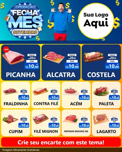 Modelo de Rede Social para Feed Instagram com o tema Operação Fecha Mês Setembro para Açougue