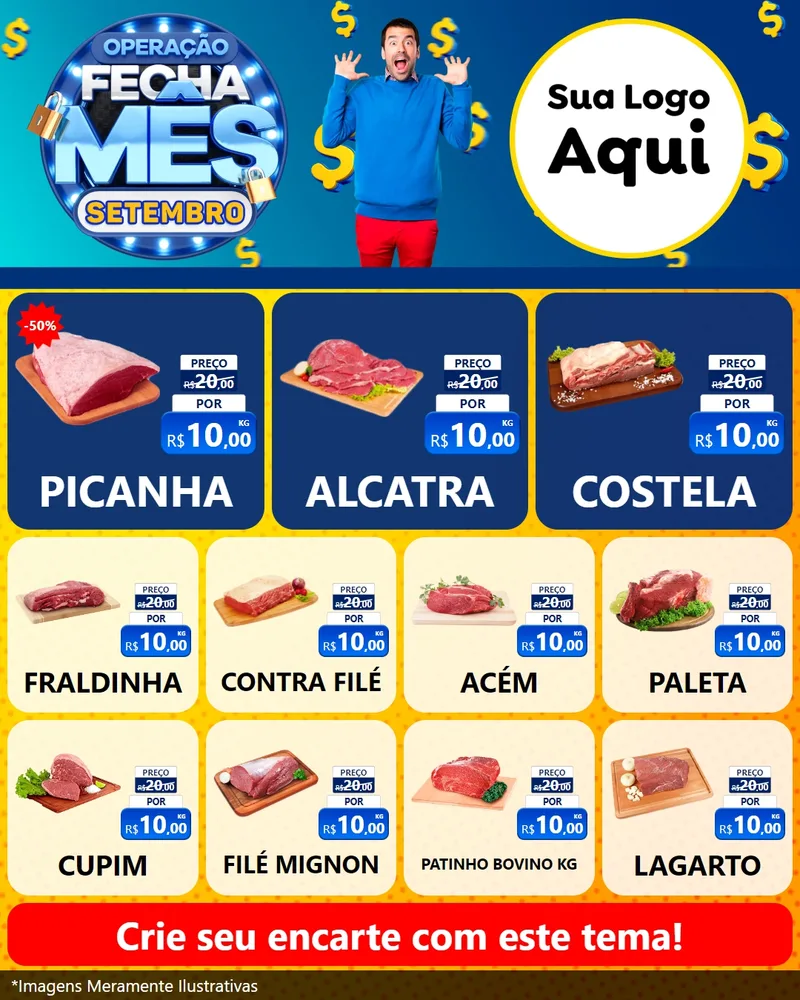 Modelo de Rede Social para Feed Instagram com o tema Operação Fecha Mês Setembro para Açougue