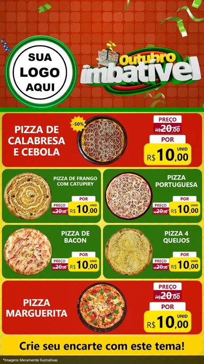 Modelo de TV para TV Vertical com o tema Outubro Imbatível para Pizzaria