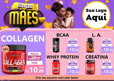 Modelo de Encarte para Encarte A4 Horizontal com o tema Dia das Mães para Suplementos alimentares