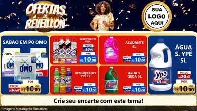 Modelo de TV para TV Horizontal com o tema Ofertas de Réveillon para Produtos de Limpeza