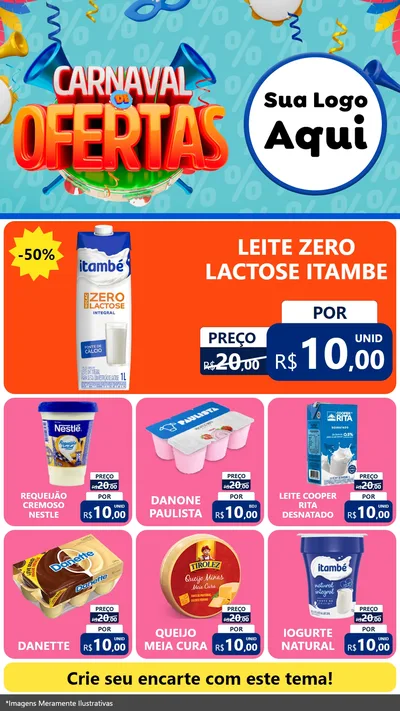 Modelo de Rede Social para Stories com o tema Carnaval de Ofertas para Frios e Laticínios