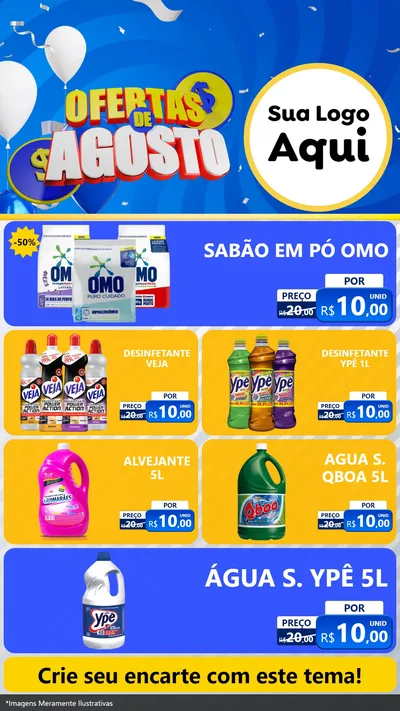 Modelo de TV para TV Vertical com o tema Ofertas de Agosto para Produtos de Limpeza