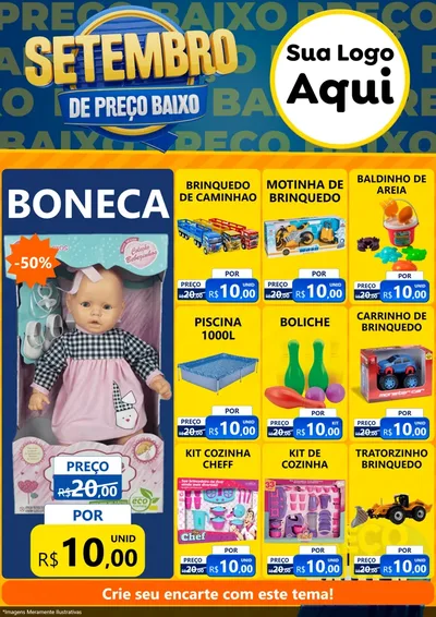 Modelo de Encarte para Encarte A4 Vertical com o tema Setembro De Preço Baixo para Brinquedos