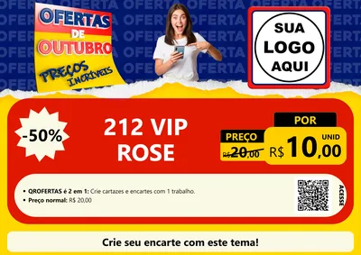 Modelo de Cartaz para Cartaz A4 Horizontal com o tema Ofertas de Outubro - Preços Incríveis para Perfumes