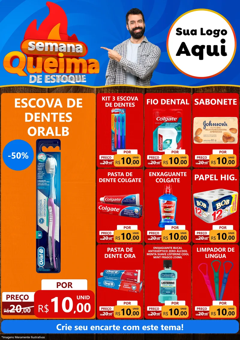 Modelo de Encarte para Encarte A4 Vertical com o tema Semana Queima de Estoque para Higiene Pessoal