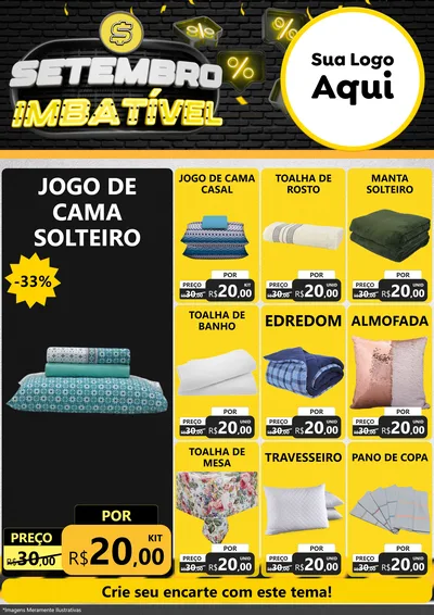 Modelo de Encarte para Encarte A4 Vertical com o tema Setembro Imbatível para Cama, Mesa e Banho