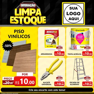 Modelo de Rede Social para Feed Facebook com o tema Operação Limpa Estoque para Material para Construção