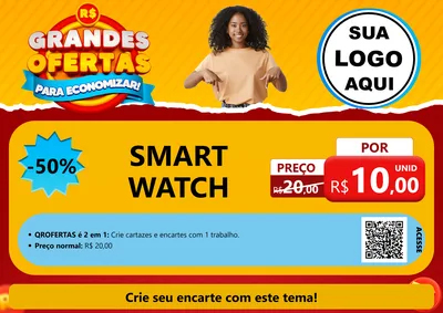Modelo de Cartaz para Cartaz A4 Horizontal com o tema Grandes Ofertas Para Economizar! para Informática