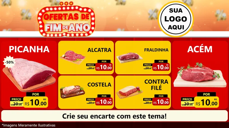 Modelo de TV para TV Horizontal com o tema Ofertas de Fim de Ano para Açougue