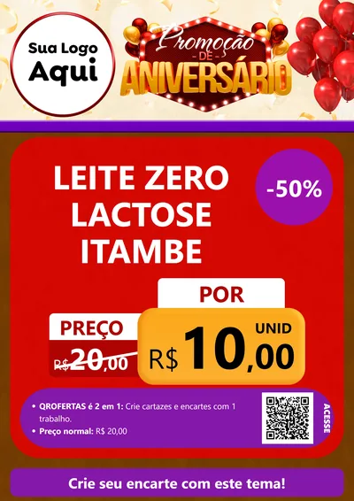 Modelo de Cartaz para Cartaz A4 Vertical com o tema Promoção de Aniversário para Frios e Laticínios