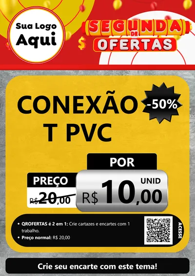 Modelo de Cartaz para Cartaz A4 Vertical com o tema Segunda de Ofertas para Tubos e conexões