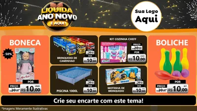 Modelo de TV para TV Horizontal com o tema Liquida Ano Novo É Aqui! para Brinquedos