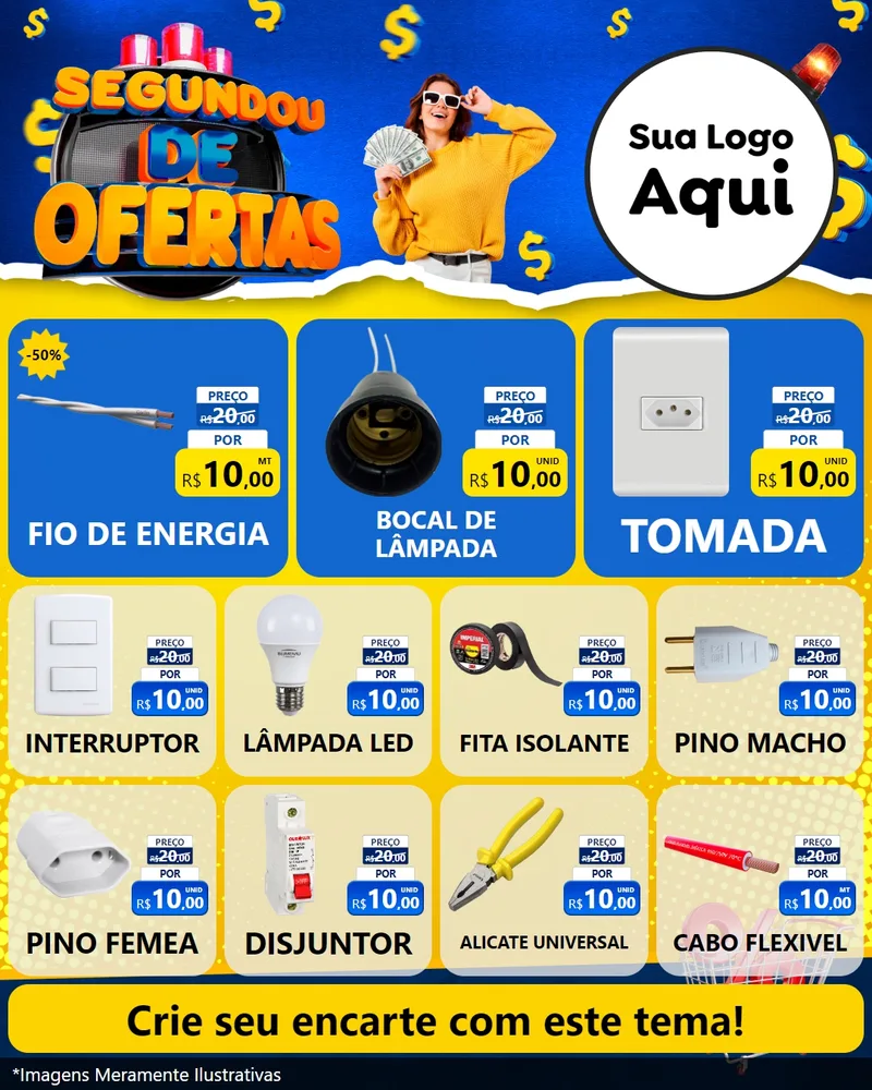 Modelo de Rede Social para Feed Instagram com o tema Segundou de Ofertas para Materiais Elétricos