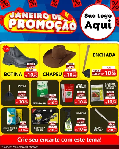 Modelo de Rede Social para Feed Instagram com o tema Janeiro de Promoção para Agropecuária