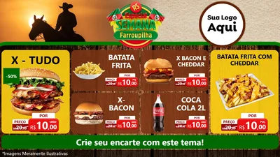 Modelo de TV para TV Horizontal com o tema Especial Semana Farroupilha para Hamburgueria