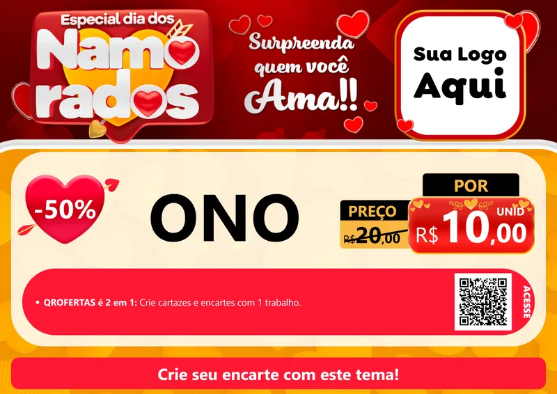 Modelo de Cartaz para Cartaz A4 Horizontal com o tema Especial Dia dos Namorados para Óticas