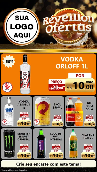 Modelo de Rede Social para Stories com o tema Réveillon de Ofertas para Distribuidora de bebidas