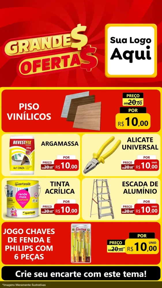 Modelo de TV para TV Vertical com o tema Grandes Ofertas para Material para Construção