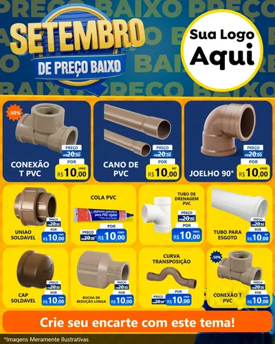 Modelo de Rede Social para Feed Instagram com o tema Setembro De Preço Baixo para Tubos e conexões