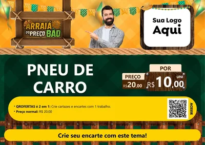 Modelo de Cartaz para Cartaz A4 Horizontal com o tema Arraiá do preço bão para Auto peças