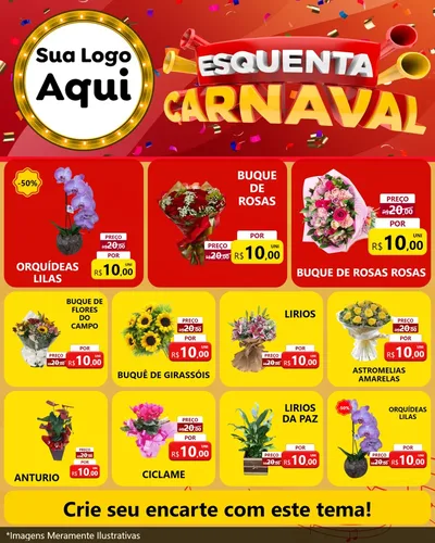 Modelo de Rede Social para Feed Instagram com o tema Esquenta Carnaval para Floricultura e jardim