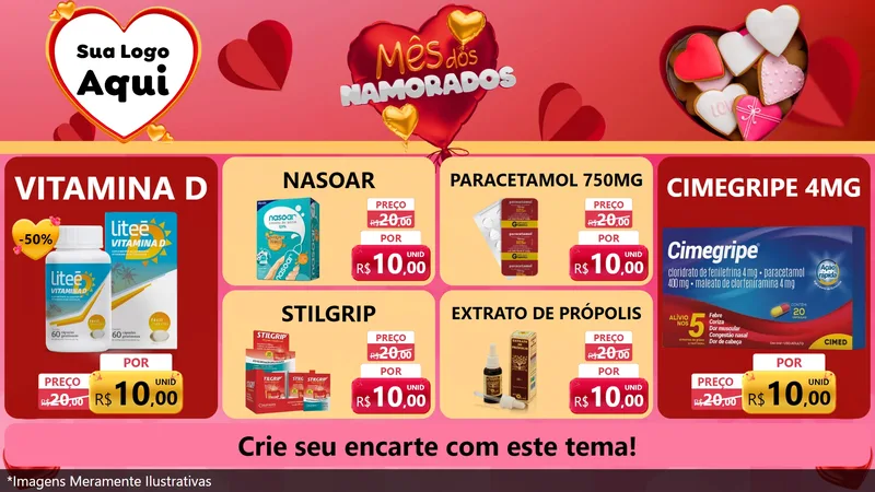 Modelo de TV para TV Horizontal com o tema Mês dos Namorados para Farmácia