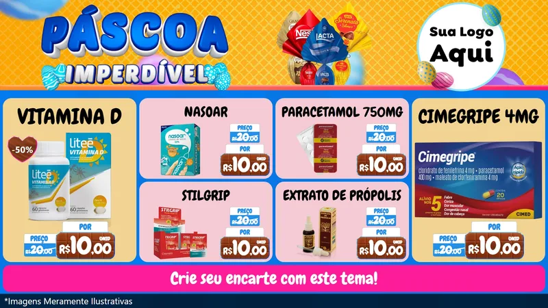 Modelo de TV para TV Horizontal com o tema Páscoa Imperdível para Farmácia