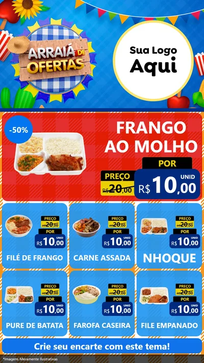 Modelo de Rede Social para Stories com o tema Arraiá de Ofertas para Restaurante