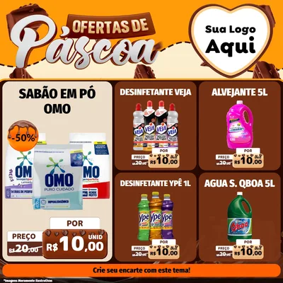 Modelo de Rede Social para Feed Facebook com o tema Ofertas de Páscoa para Produtos de Limpeza