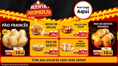 Modelo de TV para TV Horizontal com o tema Alerta de Promoção para Padaria