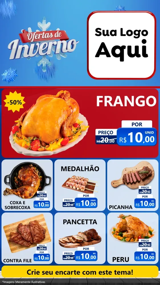 Modelo de Rede Social para Stories com o tema Ofertas de Inverno para Assados