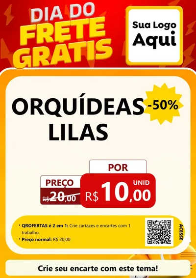 Modelo de Cartaz para Cartaz A4 Vertical com o tema Dia do Frete Grátis para Floricultura e jardim