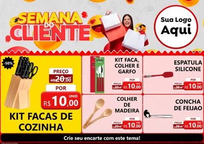 Modelo de Encarte para Encarte A4 Horizontal com o tema Semana do Cliente para Utilidades Domésticas