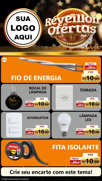 Modelo de TV para TV Vertical com o tema Réveillon de Ofertas para Materiais Elétricos