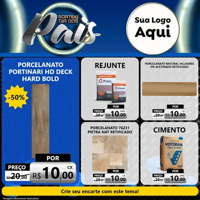 Modelo de Rede Social para Feed Facebook com o tema Sorteio Dia Dos Pais para Pisos e revestimentos