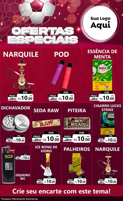 Modelo de Encarte para Encarte Grande com o tema Ofertas Especiais - Futebol para Tabacaria